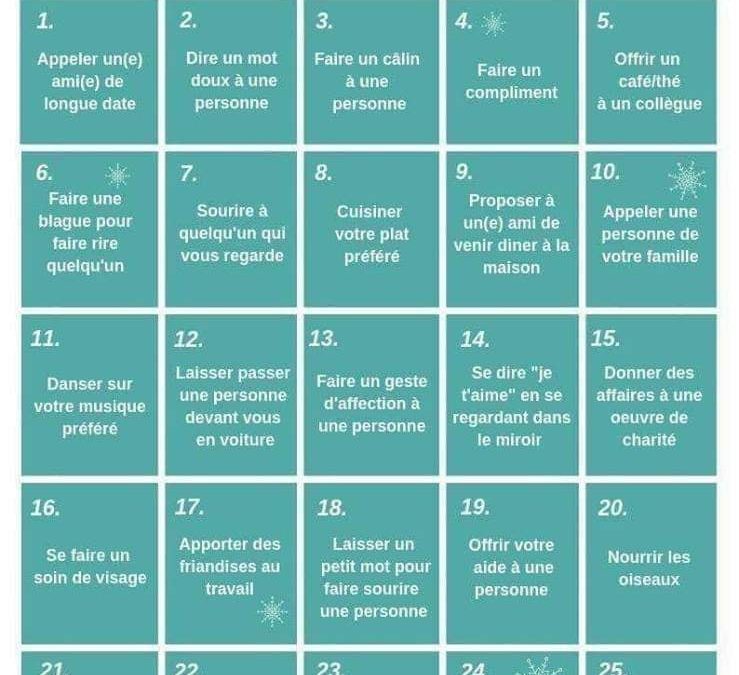 Pratiquer la Bienveillance au quotidien à travers un calendrier de l’Avent atypique 😊